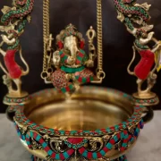 Brass Stone Finish Ganesha Uruli 21″