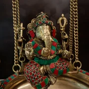 Brass Stone Finish Ganesha Uruli 21″