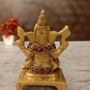 Brass Ganesh Idol Stone finish Antique 4.5″