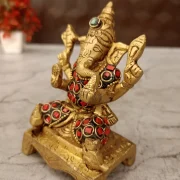 Brass Ganesh Idol Stone finish Antique 4.5″