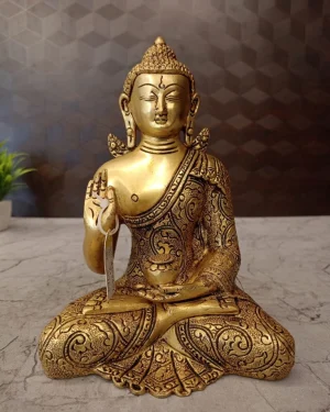 Brass Buddha Idol 8″