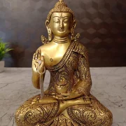 Brass Buddha Idol 8″