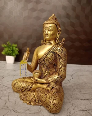 Brass Buddha Idol 8″