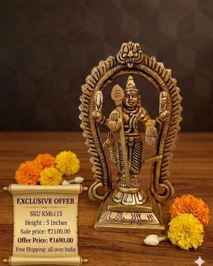 Brass Murugan with Peacock 10 Inch – Divine Kartikeya Idol for Home Temple, Pooja & Spiritual Blessings