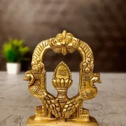 Traditional Brass Peacock With Arch Vel 4.5 Inch – Sacred Murugan Vel for Pooja Room, Return Gifts and Home Decor