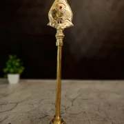 Decorative Brass Vel 12 Inch with Red Stones | Lord Murugan Vel for Home Temple, Pooja & Gifting