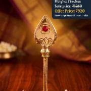 Brass Vel With Red Stone 7 Inch