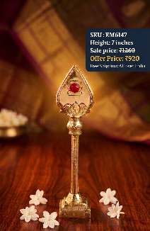 Brass Vel With Red Stone 7 Inch – Murugan Vel Idol for Pooja, Home Temple & Auspicious Gifting