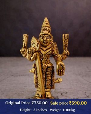 Murugan Peacock Idol 3 Inch Brass – Premium Small God Statue for Home Decor & Gifting
