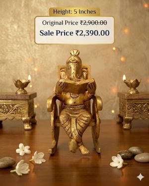 Premium Brass Chair Ganesha Idol 5 Inch for Home Decor, Pooja & Gift Purpose
