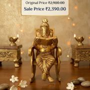 Brass Chair Ganesha Idol 5 Inch