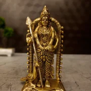 Classic Brass Fine Art Murugan Idol 5 Inch – Traditional Lord Murugan Statue for Home Temple & Spiritual Décor