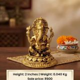 Brass Miniature Fine Art Lotus Ganesha Statue 2 Inch