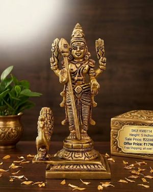 Buy Brass Murugan Idol 5 Inch Online | Premium Lord Murugan Statue for Pooja, Home Temple & Divine Decor
