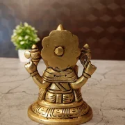 Brass Oval Base Ganesha Idol 4 Inch | Handcrafted Antique Lord Ganesh Statue for Home Decor, Pooja Room, Vastu, Office Desk & Gift Items
