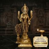 Antique Finish Brass Murugan Idol with Peacock 14 Inch