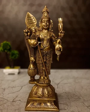 15 Inch Pure Brass Murugan Idol | Handmade Lord Murugan Statue for Home, Pooja Room & Temple Décor
