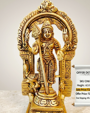 Brass Thiruvachi Murugan Idol 6.5 Inch – Premium Lord Murugan Statue for Home Temple Decor & Gifting