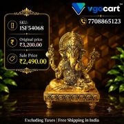 Brass Fine Art Ganesha Idol Sitting On Chowki Stand 4 Inch