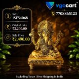 Brass Fine Art Ganesha Idol Sitting On Chowki Stand 4 Inch