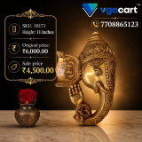 Brass Ganesha Face Wall Mount 11 Inch