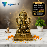 Brass Fine Art Ganesha on Square Base 3.5 Inch