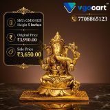 Brass Ganesha Idol Sitting on Lotus Base 5 Inch
