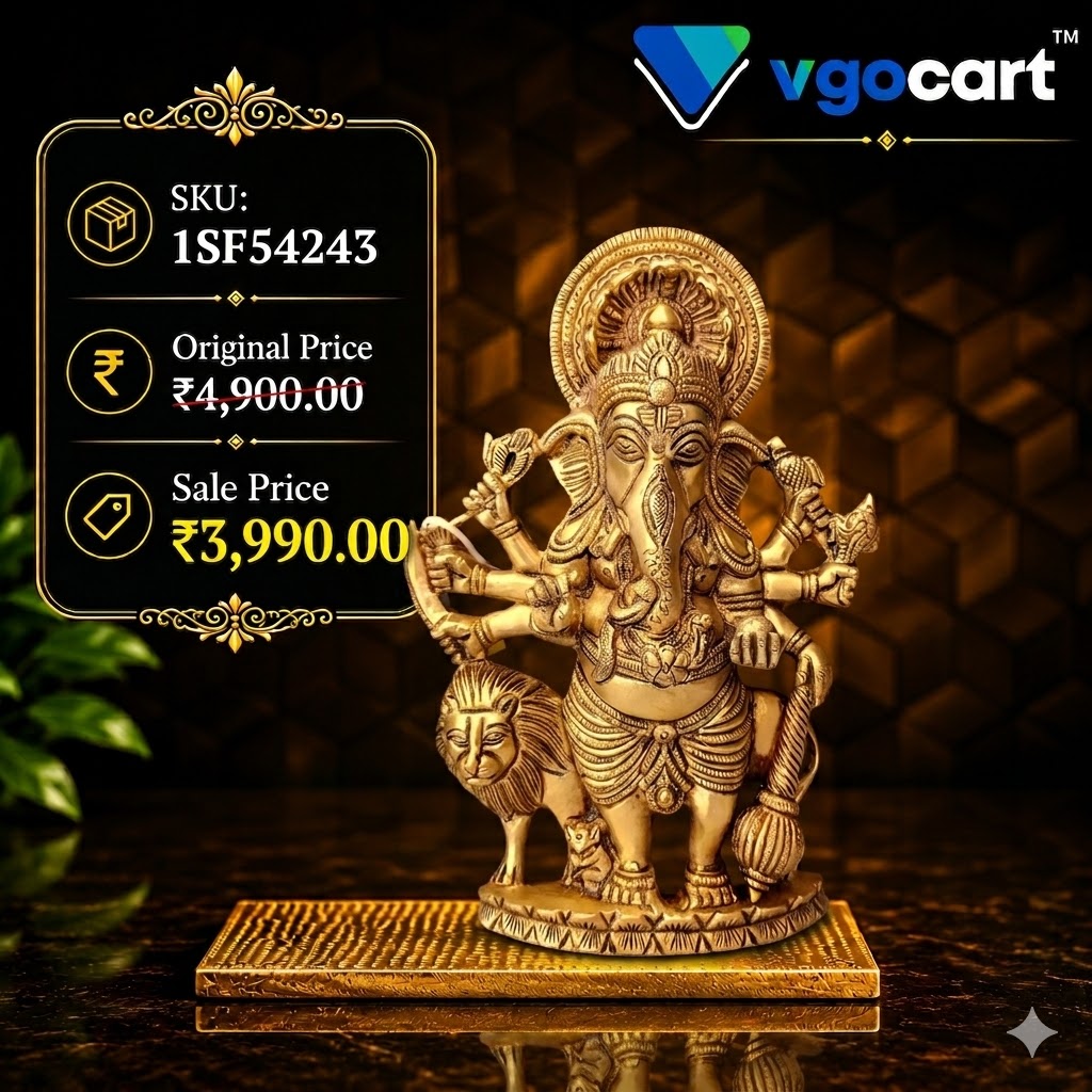 Brass Kantristi Ganesha Wall Hanging 9 Inch – Premium Brass Wall Décor for Home & Office