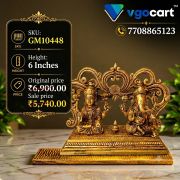 Brass Lakshmi Ganesha Idol with Ornamental Arch 6 Inch