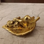 Traditional Brass Leaf Krishna Idol 6 Inch – Premium Lord Krishna Brass Murti for Home Décor & Pooja