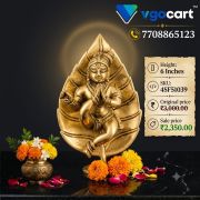 Traditional Brass Leaf Krishna Idol 6 Inch
