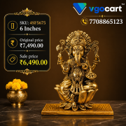 Brass Lotus Ganesha Idol 6 Inch