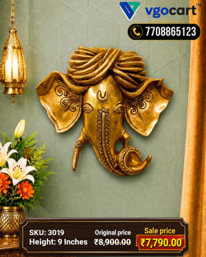 Brass Pagadi Ganesha Wall Mount 9 Inch | Antique Brass Lord Ganesha Wall Hanging for Home Décor & Pooja Room