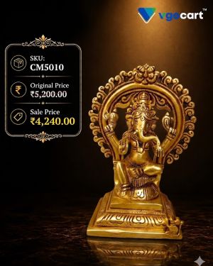 Brass Super Fine ganesha With Design Arch Idol 6 Inch
