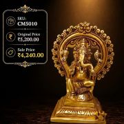 Brass Super Fine Ganesha with Design Arch Idol 6 Inch