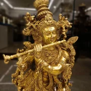 Brass Super Fine Krishna Idol 26 Inch – Handmade Premium Brass Lord Krishna Statue for Home Temple, Pooja Room, Living Room & Luxury Home Décor