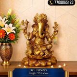 Brass Pagadi Ganesha Idol for Pooja 7.5 Inch