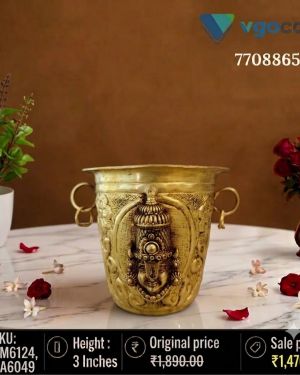 Brass Perumal with Lakshmi Padi 3 Inch – Premium Handcrafted Brass Idol for Home Temple, Daily Pooja & Spiritual Décor