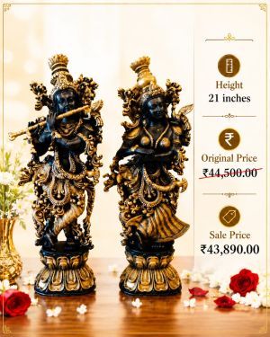 Buy Brass Superfine Radha Krishna Statue Big 21 Inch | Premium Handmade Antique Brass Idol for Home Décor, Pooja Room & Temple