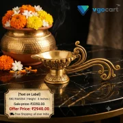 Brass Aarathi Deepam With Peacok Handle 4″