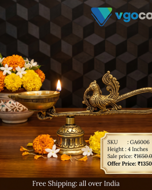 Brass Aarathi Deep With Bell – 4”