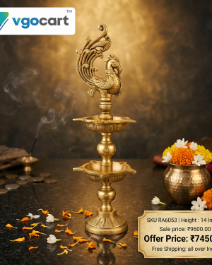 Brass Five Face Two Layer Annam Kuthuvilakku – 14′