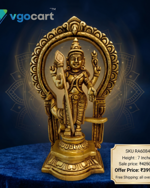 Brass Murugan Idol With Thiruvachi – 7”