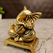 Brass Ganesha On Chowki – 3”