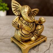 Brass Ganesha On Chowki – 3”
