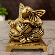 Brass Ganesha On Chowki – 3”
