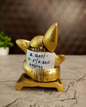 Brass Ganesha On Chowki – 3”