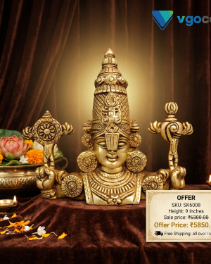 Brass Balaji Sangu Chakra Wall Mount – 9”