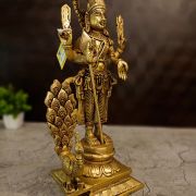 Brass Murugan With Peacock On Square Base – 14.5”