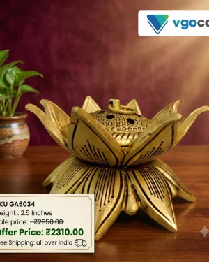 Brass Lotus Dhoop Holder 2.5″